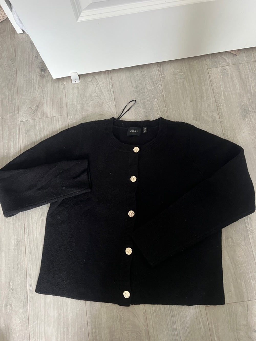 Cyrus Black Button-Front Knit Cardigan